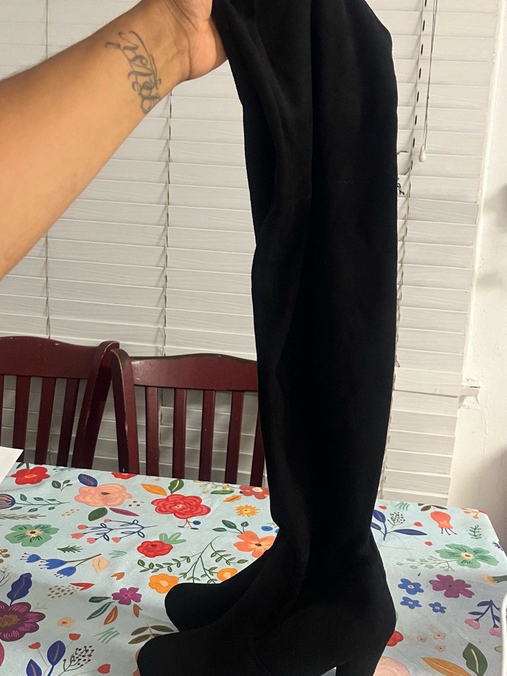 Forever 21 Black Over-the-Knee Block Heel Boots